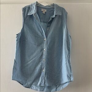 J. Crew Light Blue Sleeveless Chambray Button-Down Shirt